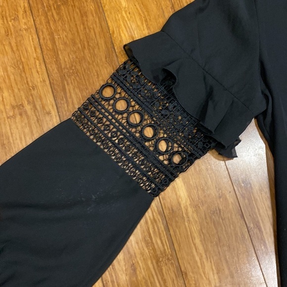 Anthony blouse sheer lace insert long  sleeve Black Medium 100% poly - Picture 2 of 9